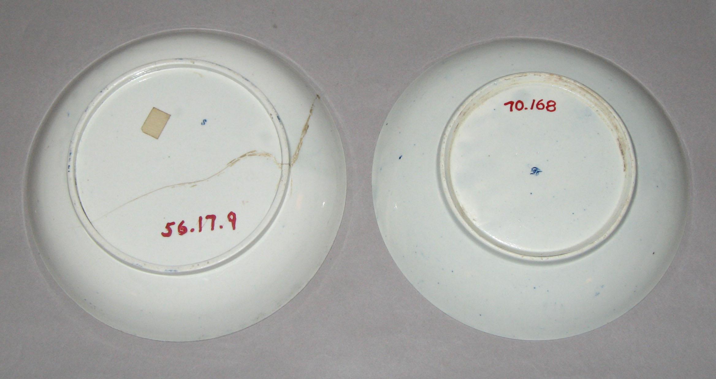 1956.0017.009 and 1970.0168 Porcelain saucer dishes (backs)