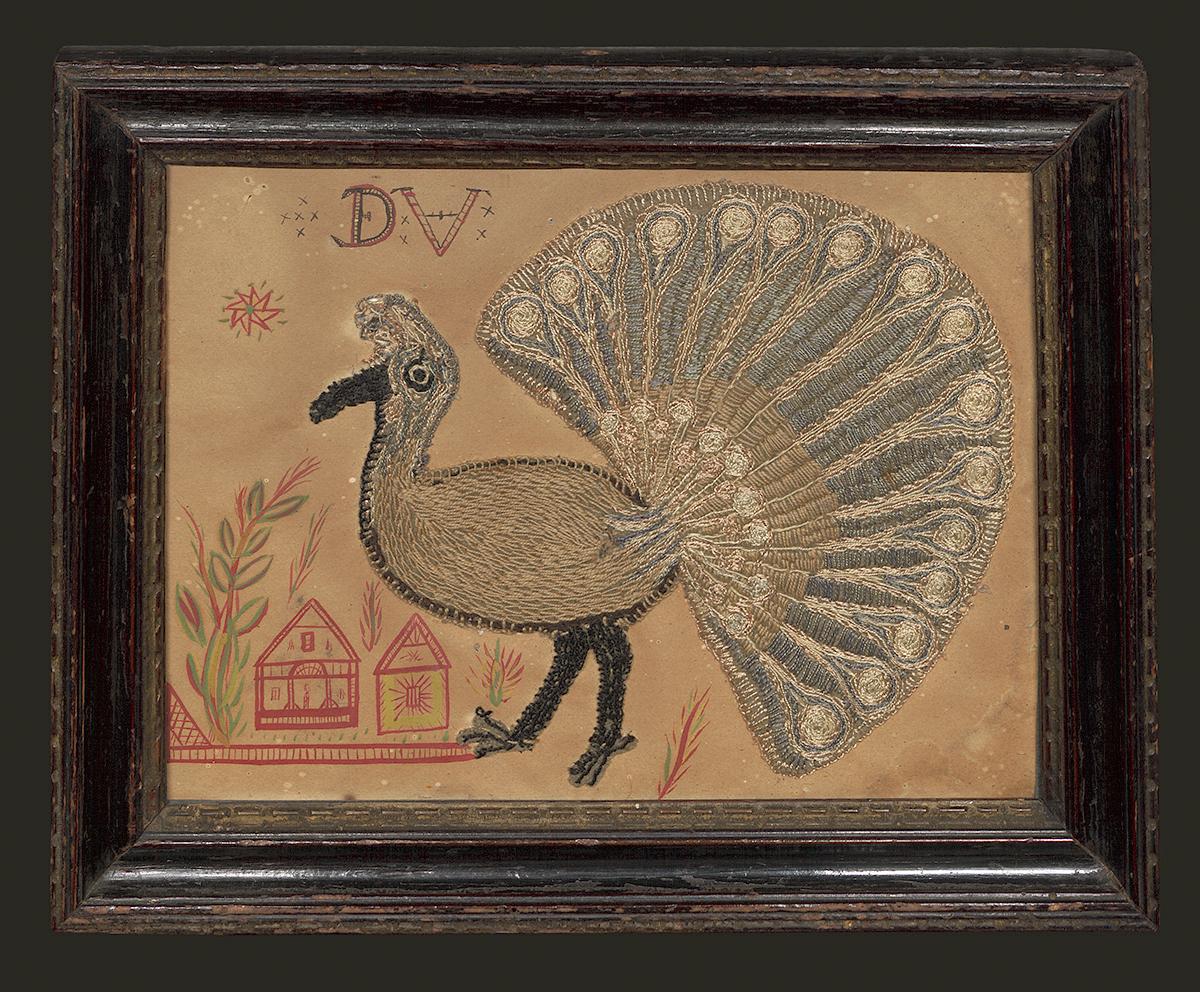 1965.1908 Needlework Picture and 1965.1909 Frame