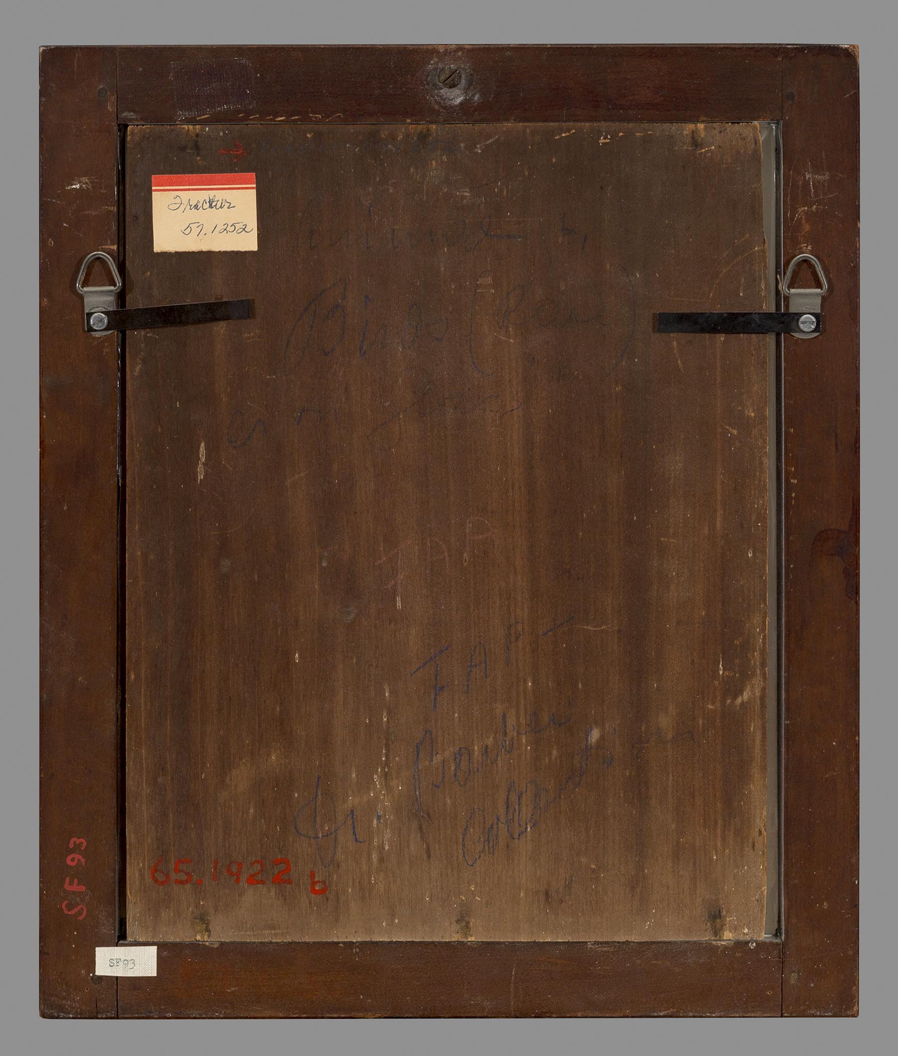 1965.1922 A, B Frame and backboard, view 1, reverse