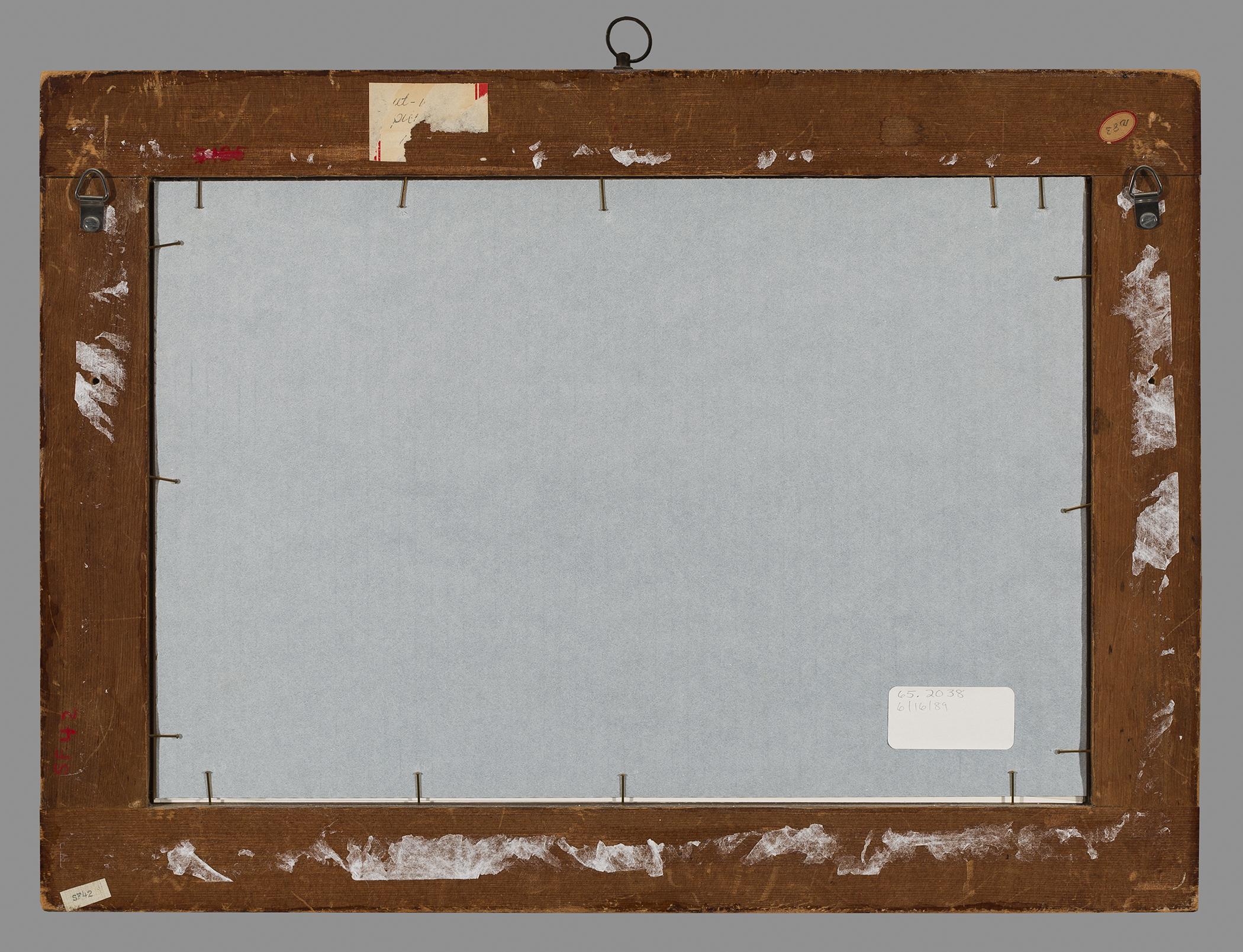 1965.2038 B, C Frame and backboard, view 1, reverse