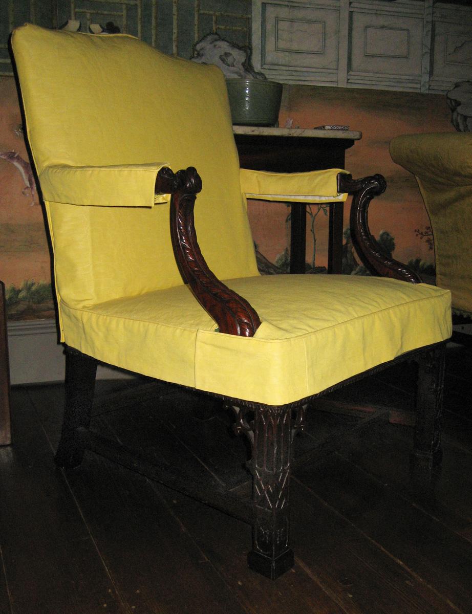 1996.0501 slip cover on 1956.0030.001 chair view 1