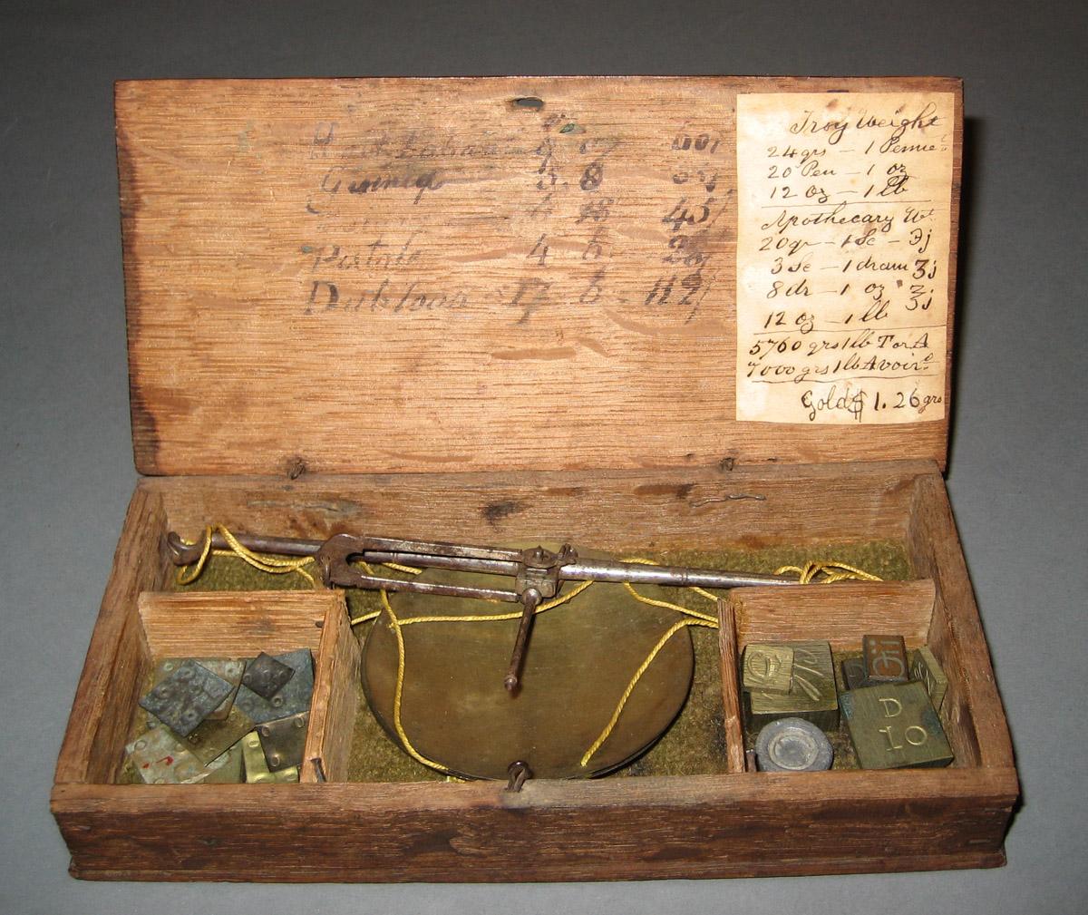 1965.2142 A-X Box, Scale, and Weights