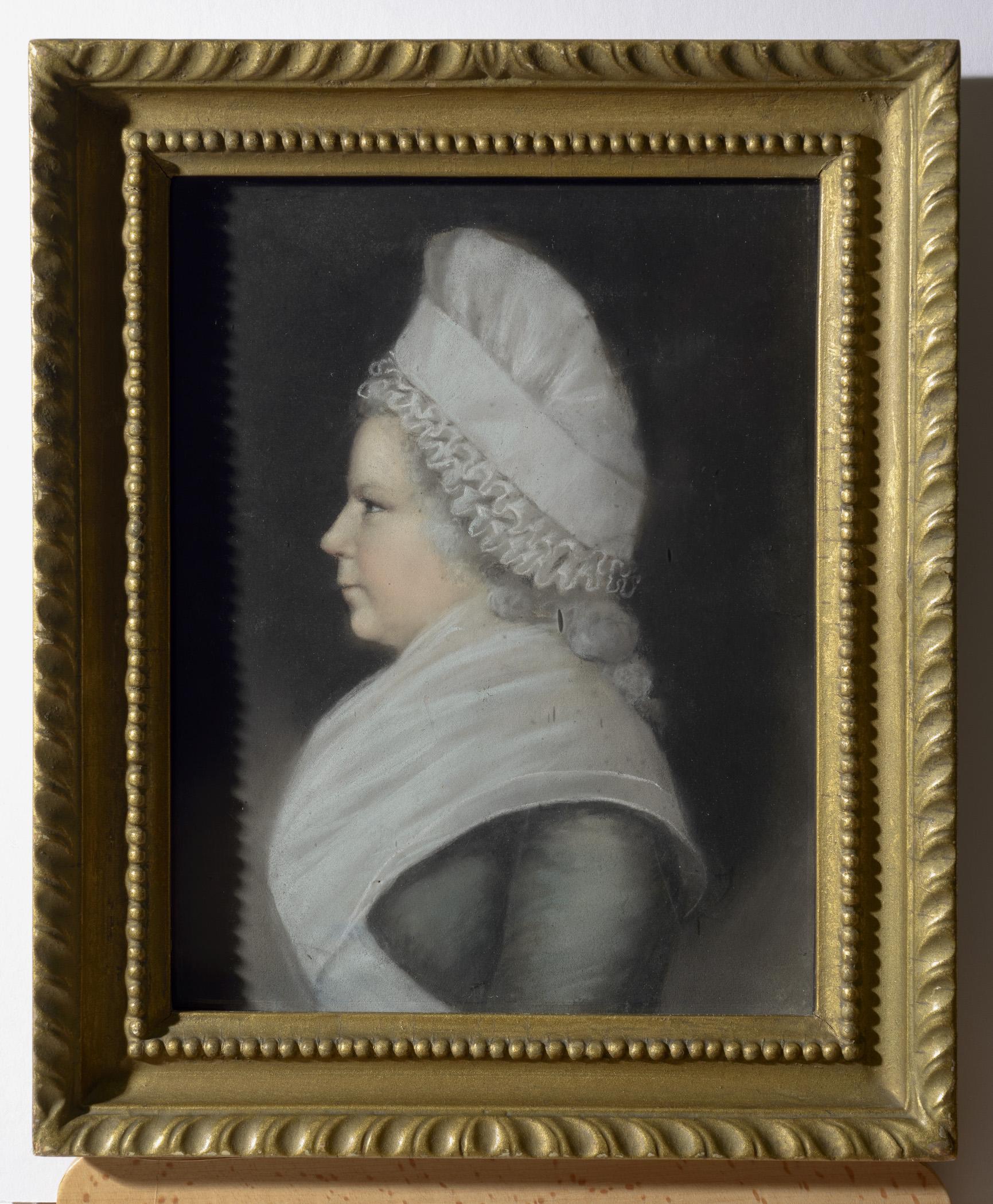 1957.1138 Pastel, 1965.2382 Frame, view 2, raking light