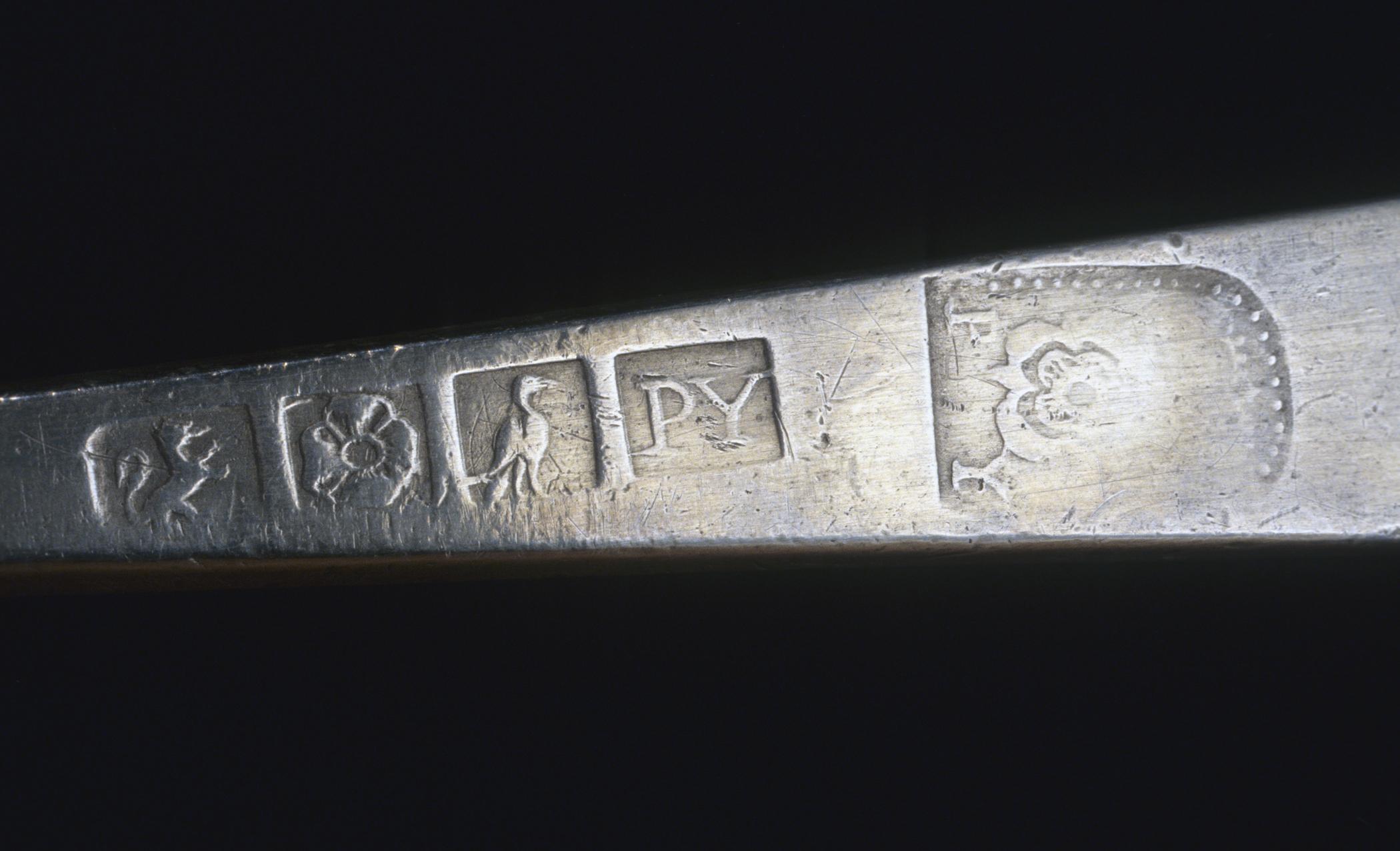 1965.2460 Pewter ladle (marks)