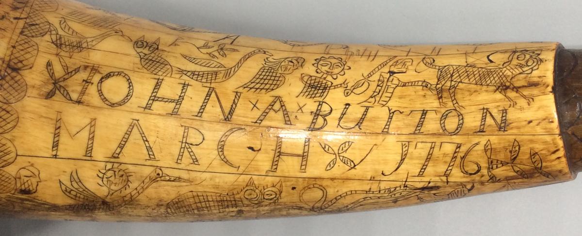 1965.2744 A Powder horn, detail 1 NEH
