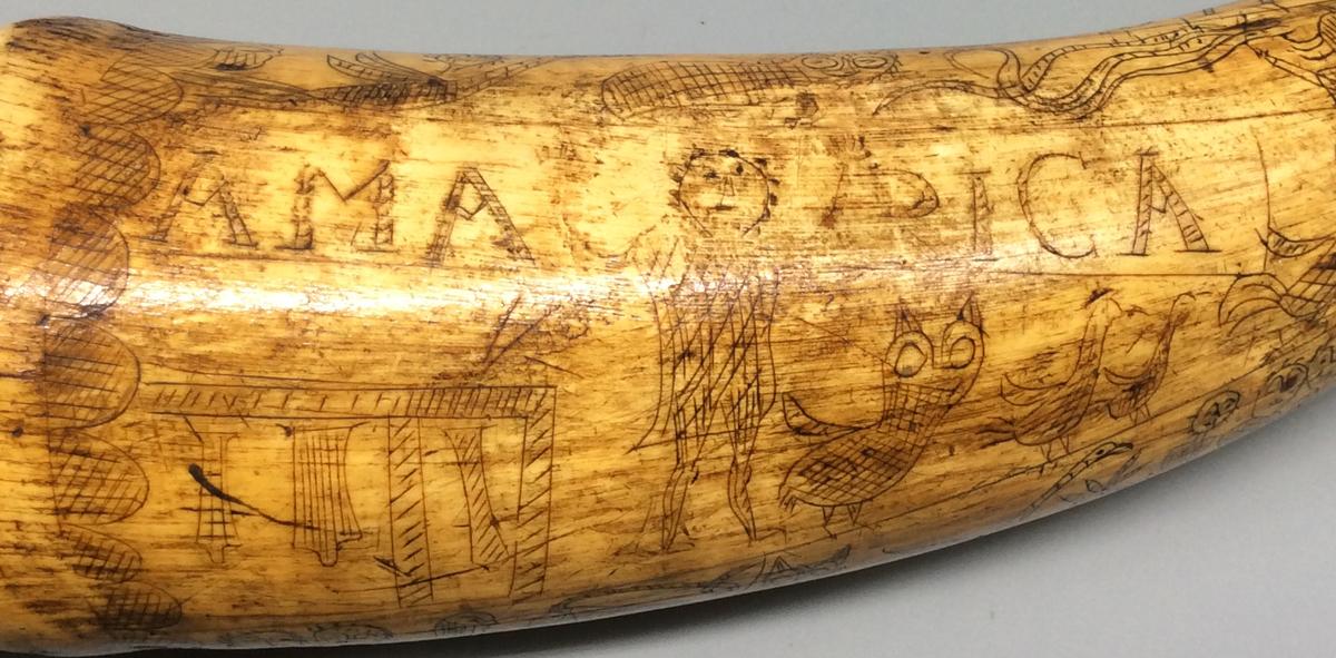 1965.2744 A Powder horn, detail 2 NEH