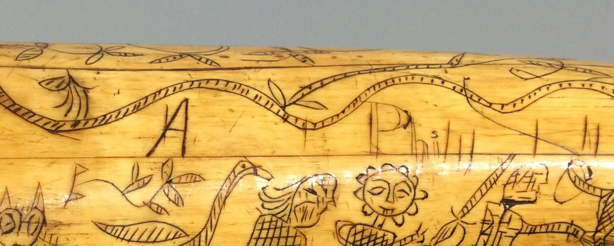1965.2744 A Powder horn, detail 4 NEH