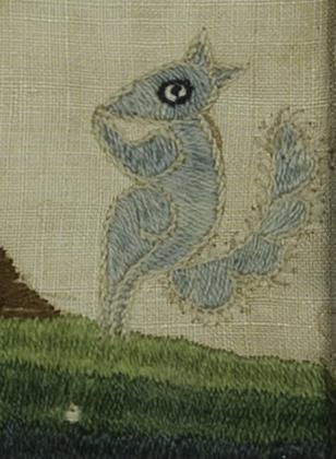 1965.3077 Crewelwork Picture, Detail 6