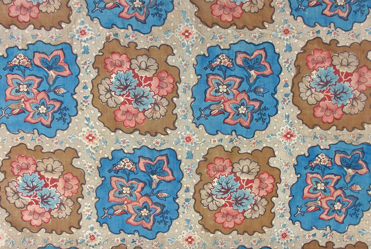 T2259 textile, printed design repeat blue