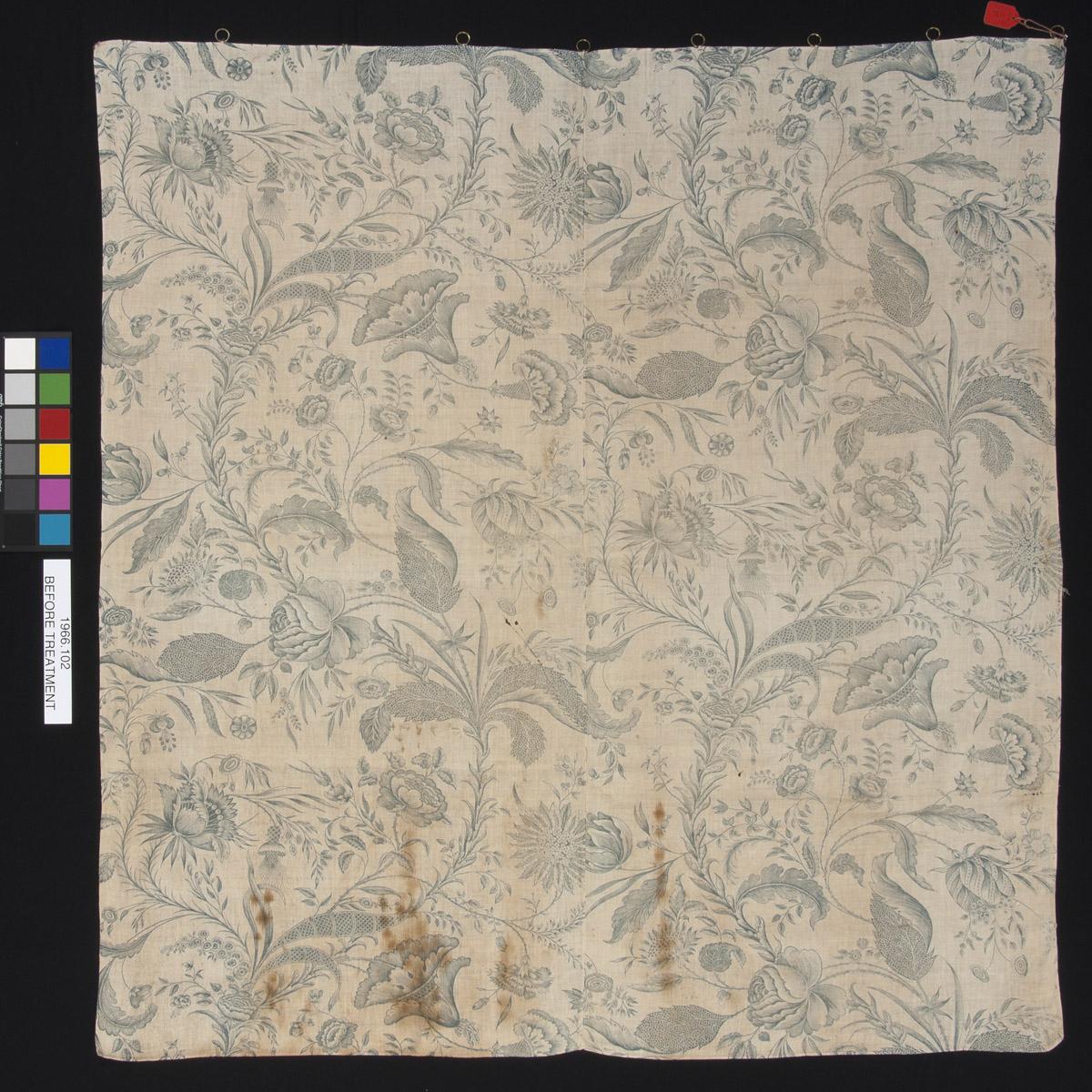 1966.0102 Textile, printed, before conservation treatment