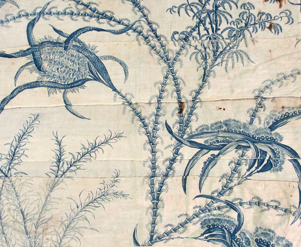 T1192 textile, printed partial design repeat, pieced