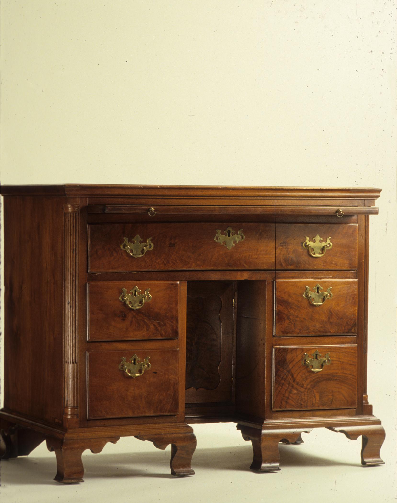 1966.1038 Chest of drawers, kneehole chest, View 1