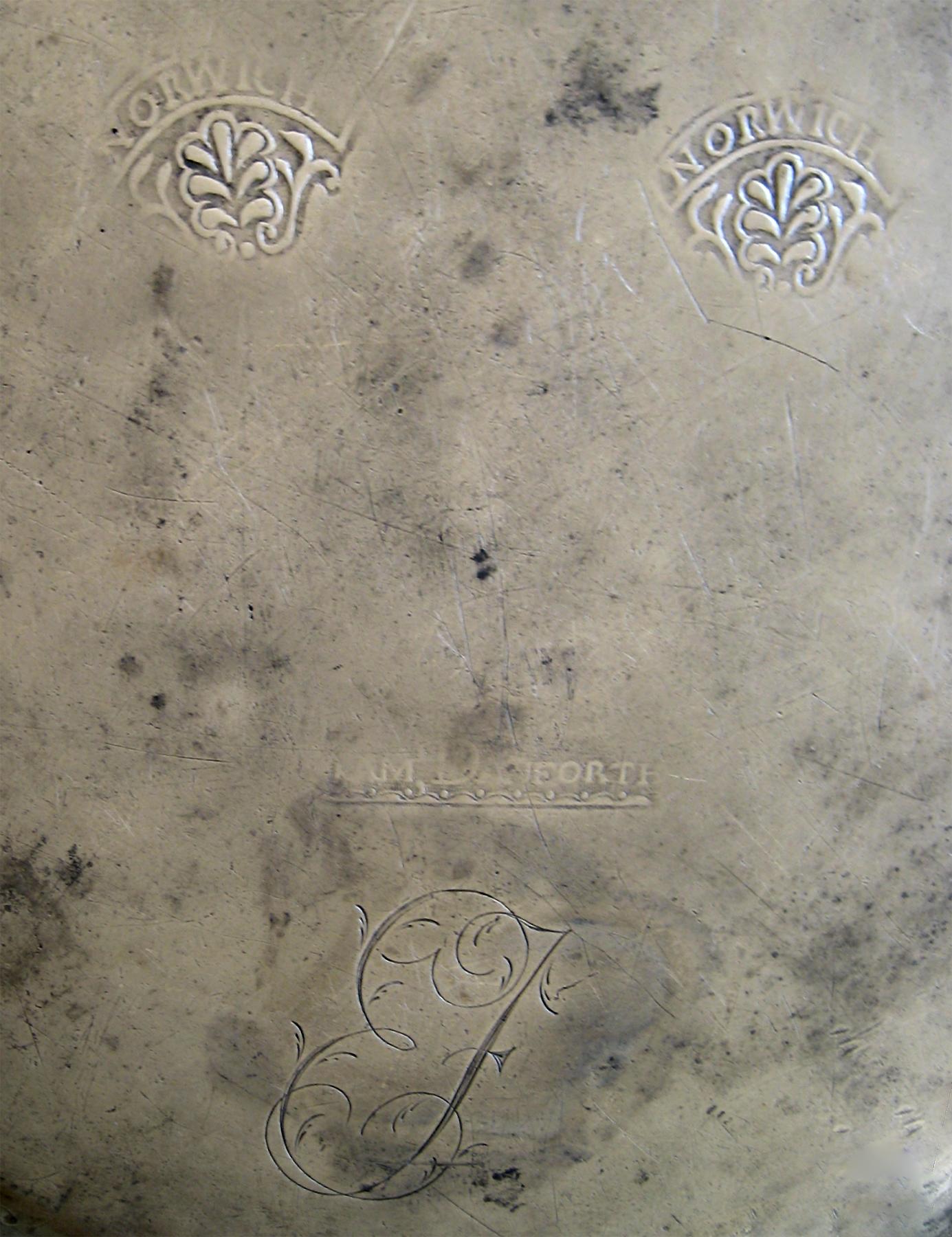 1956.0059.002 Pewter dish (all marks)