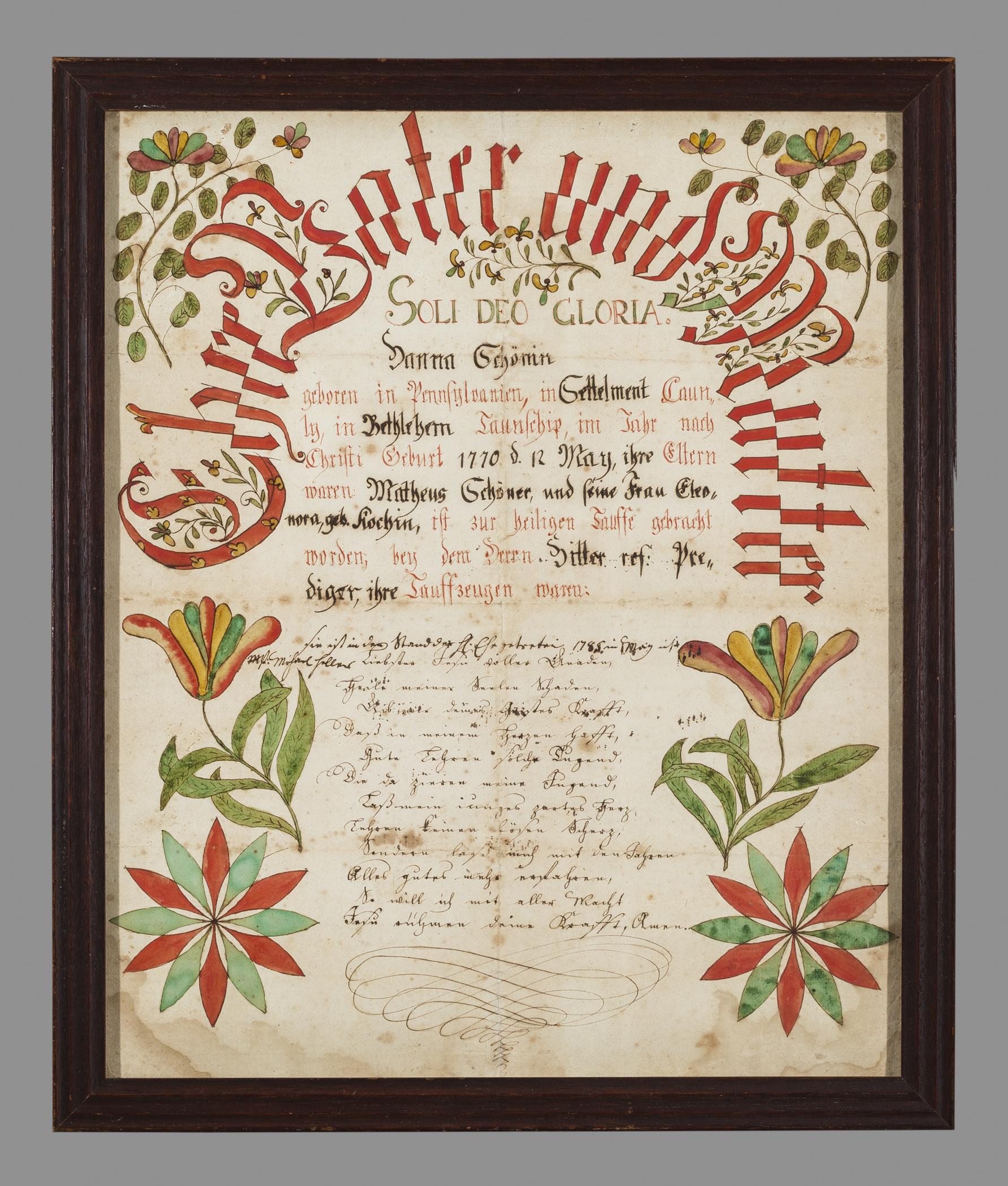1956.0576 A Fraktur, B Frame, view 1