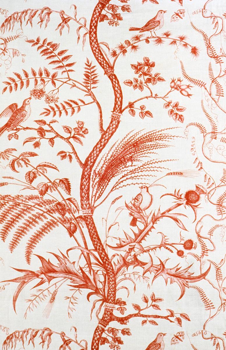 T173 textile, printed design repeat (red)