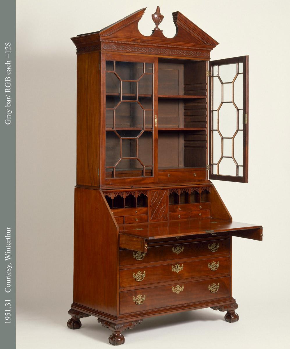 1951.0031 Desk and bookcase (view 2)