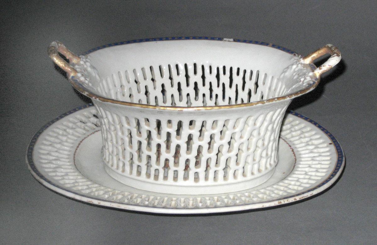 1966.0567.208 A, B Porcelain Basket and stand