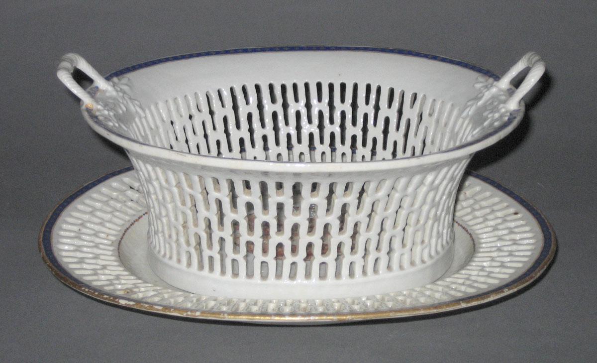1966.0567.210 A, B Porcelain Basket and stand