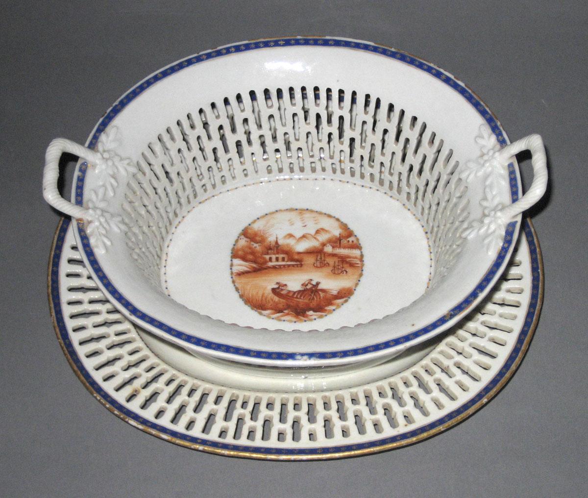 1966.0567.210 A, B Porcelain Basket and stand top