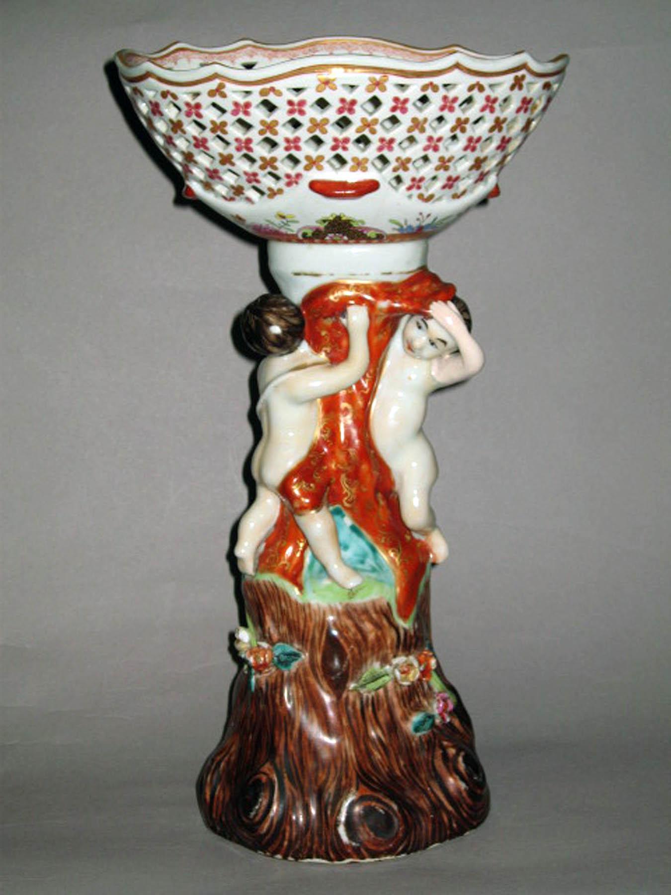 1966.0584 A, B Porcelain fruit basket and stand