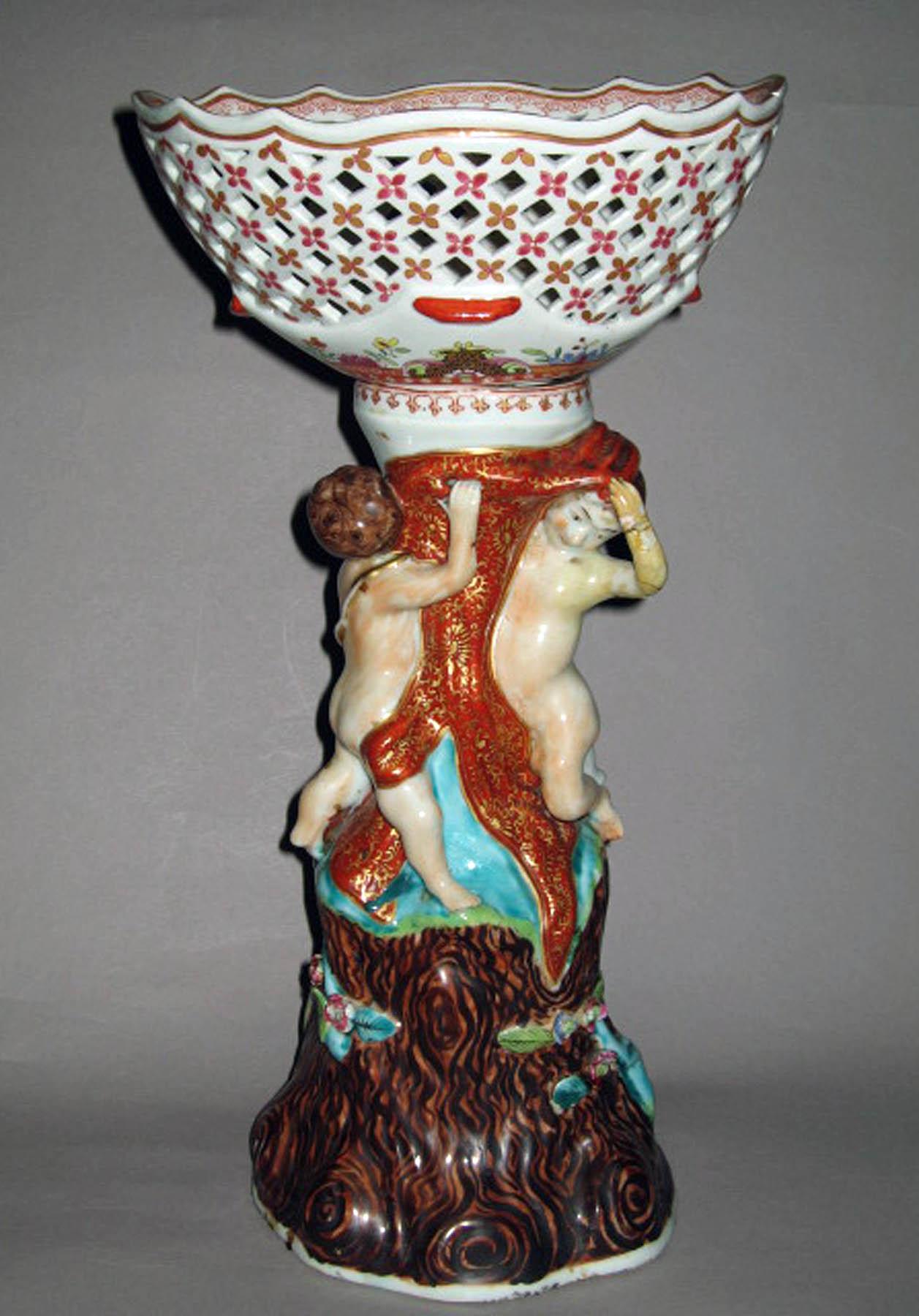 1966.0586 A, B Porcelain basket and stand