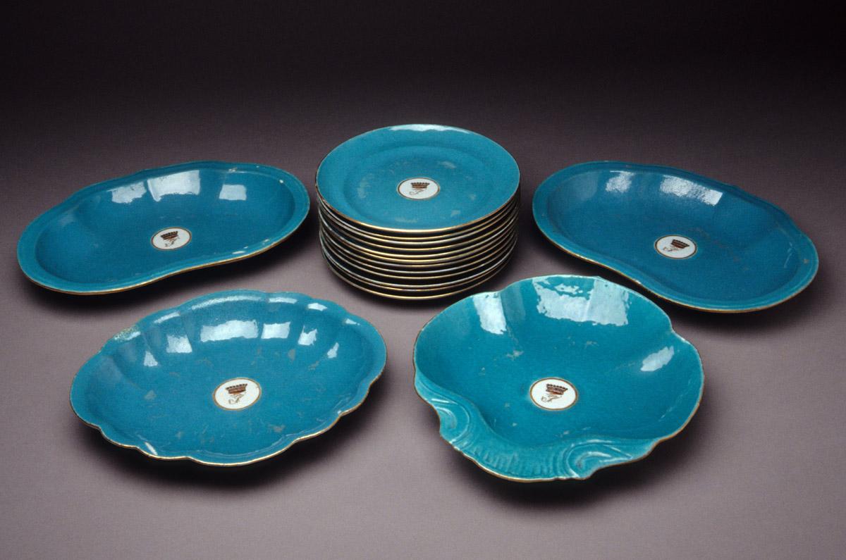 1966.0615.001-.012, .026, .030, .031, .032 Plates and dishes