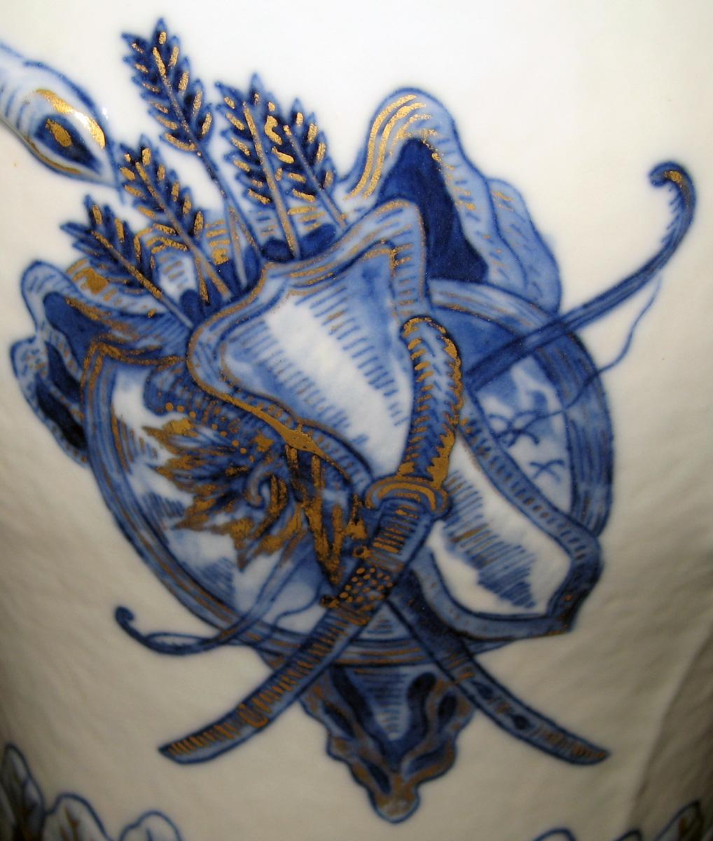 1966.0631.001 A, B Porcelain Urn detail trophy