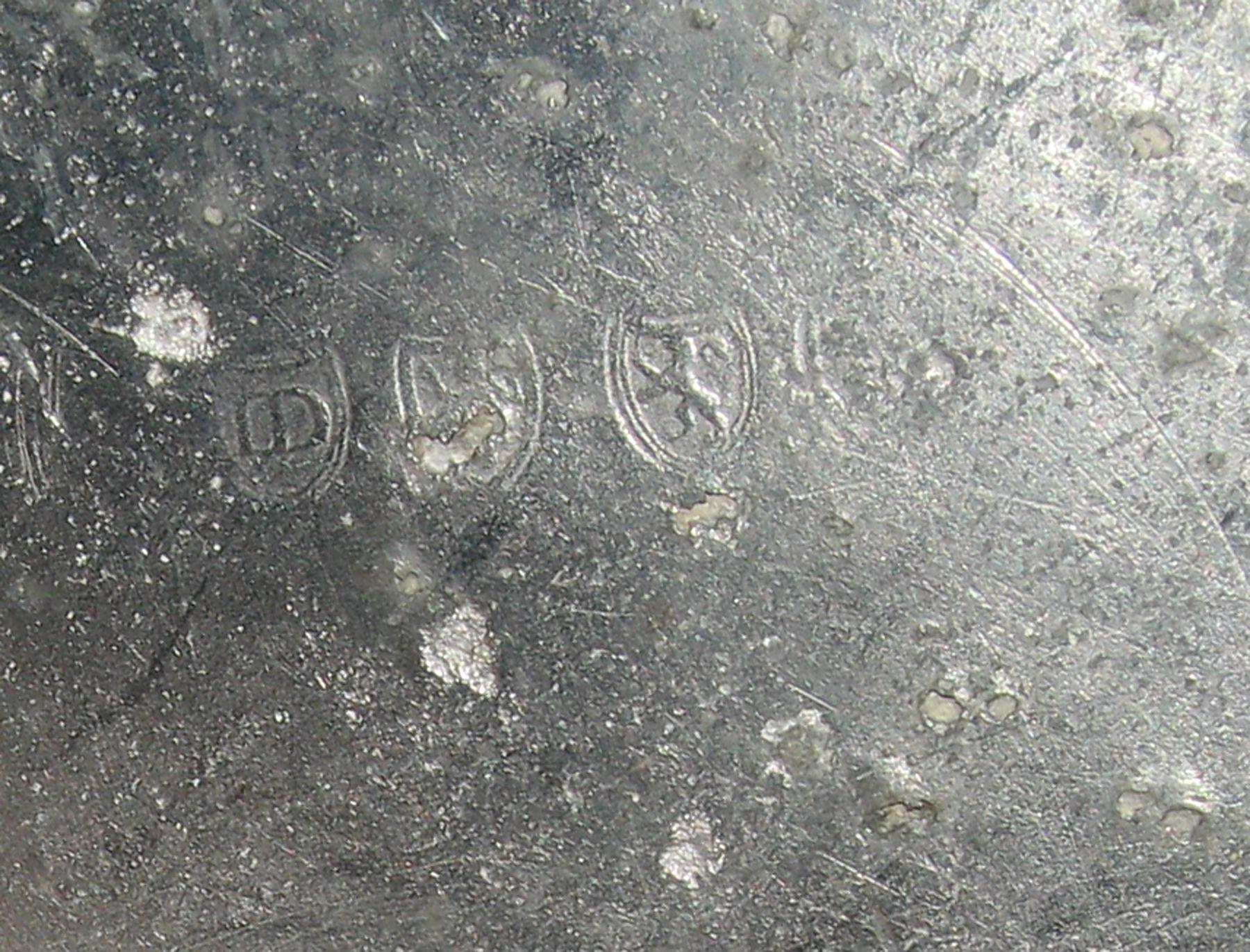 1966.0741 A, B Pewter kettle (marks)