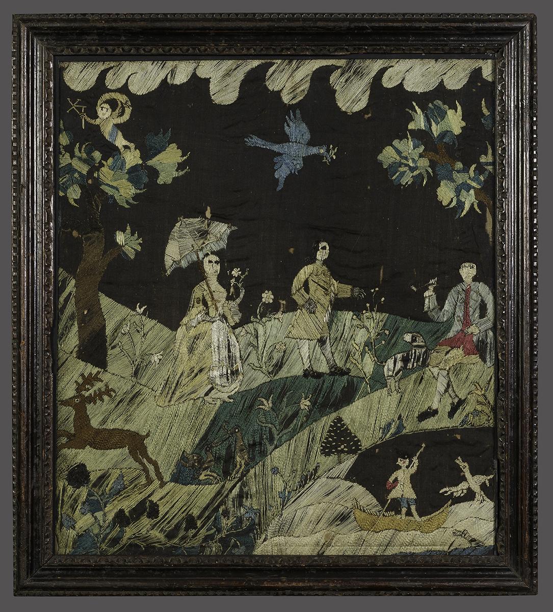 1966.0761 A, B Needlework Picture and Frame