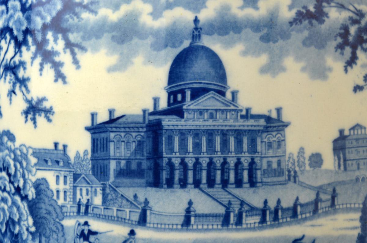 1966.0794.001 Wine cooler, Boston State House, detail 1