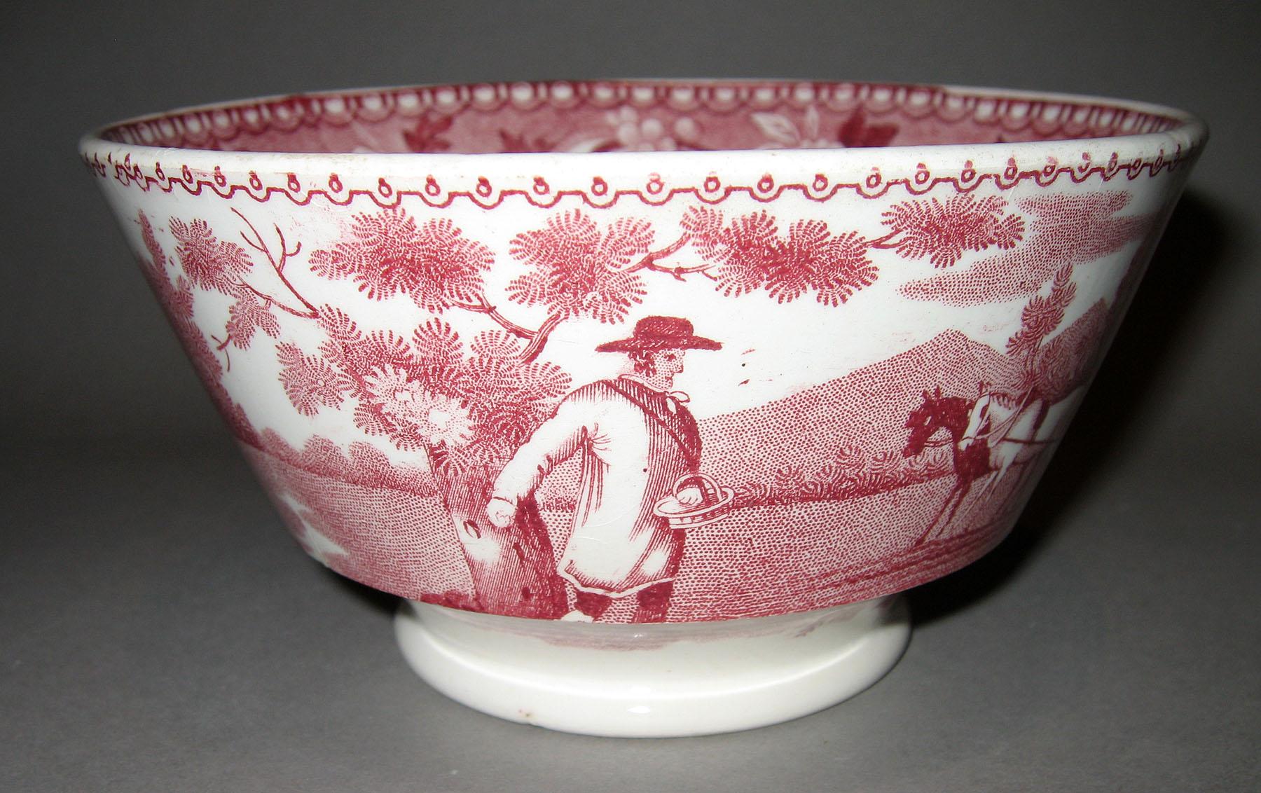 1966.0801.003 The Sower red transfer printed bowl