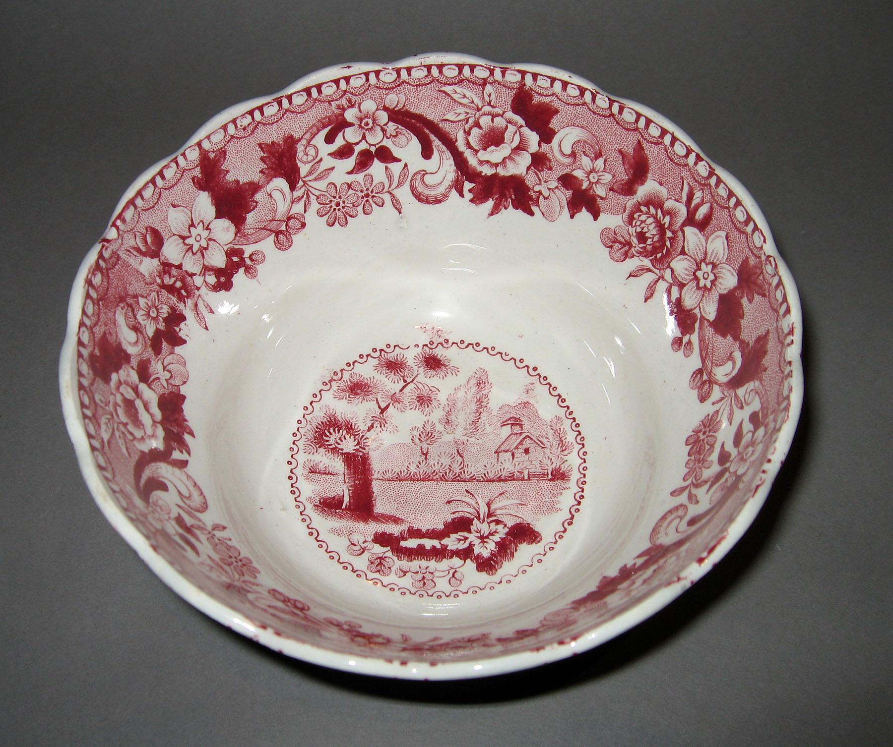 1966.0802 The Sower red transfer printed bowl (interior)