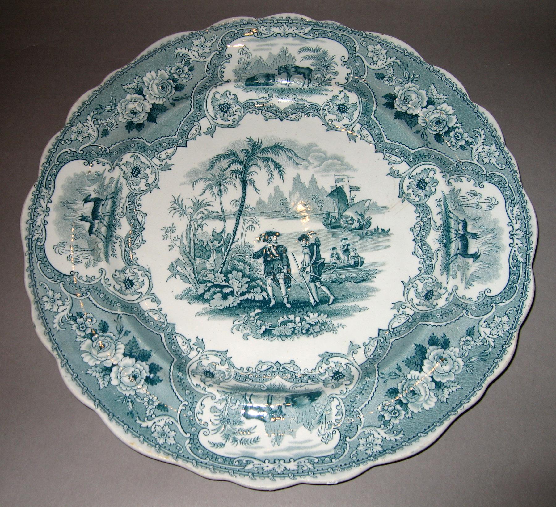1966.0803.001 Columbus Fleet scene dinner plate