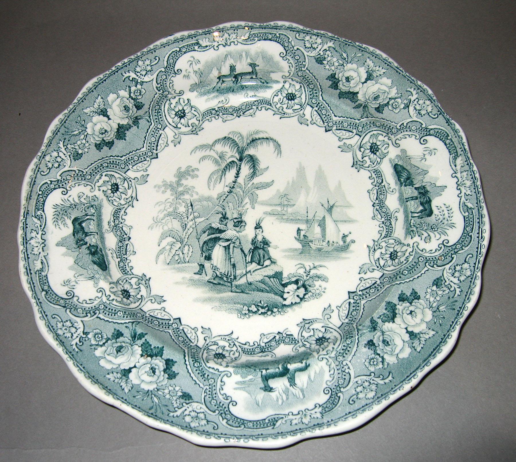 1966.0809.003 Columbus Indian Scene transfer printed plate