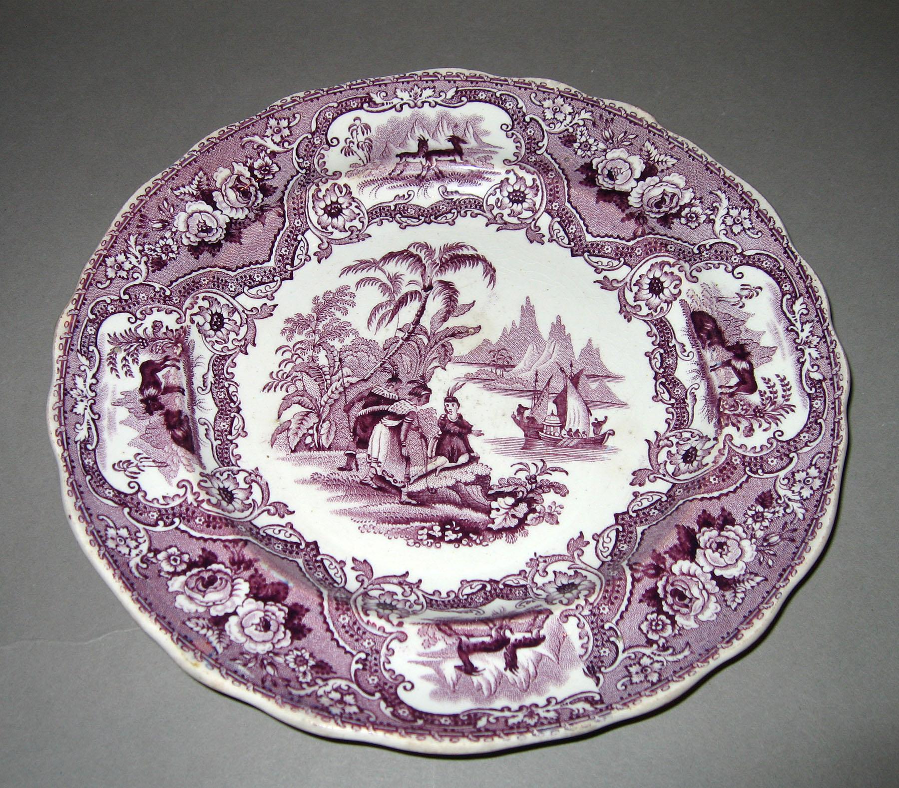 1966.0811.001 Columbus: Indian scene purple transfer plate