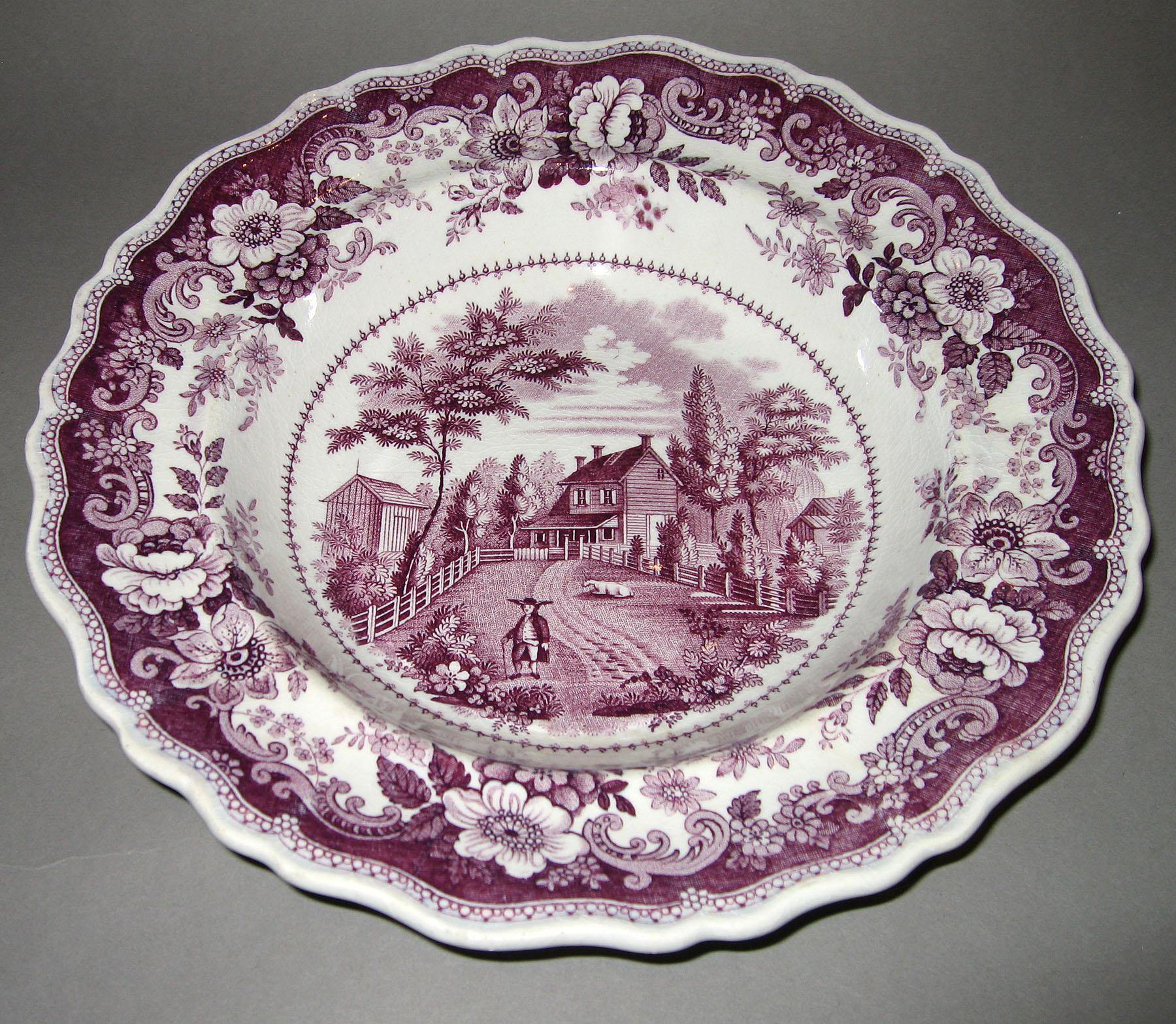 1966.0820.001 Purple Richard Jordan pattern soup plate