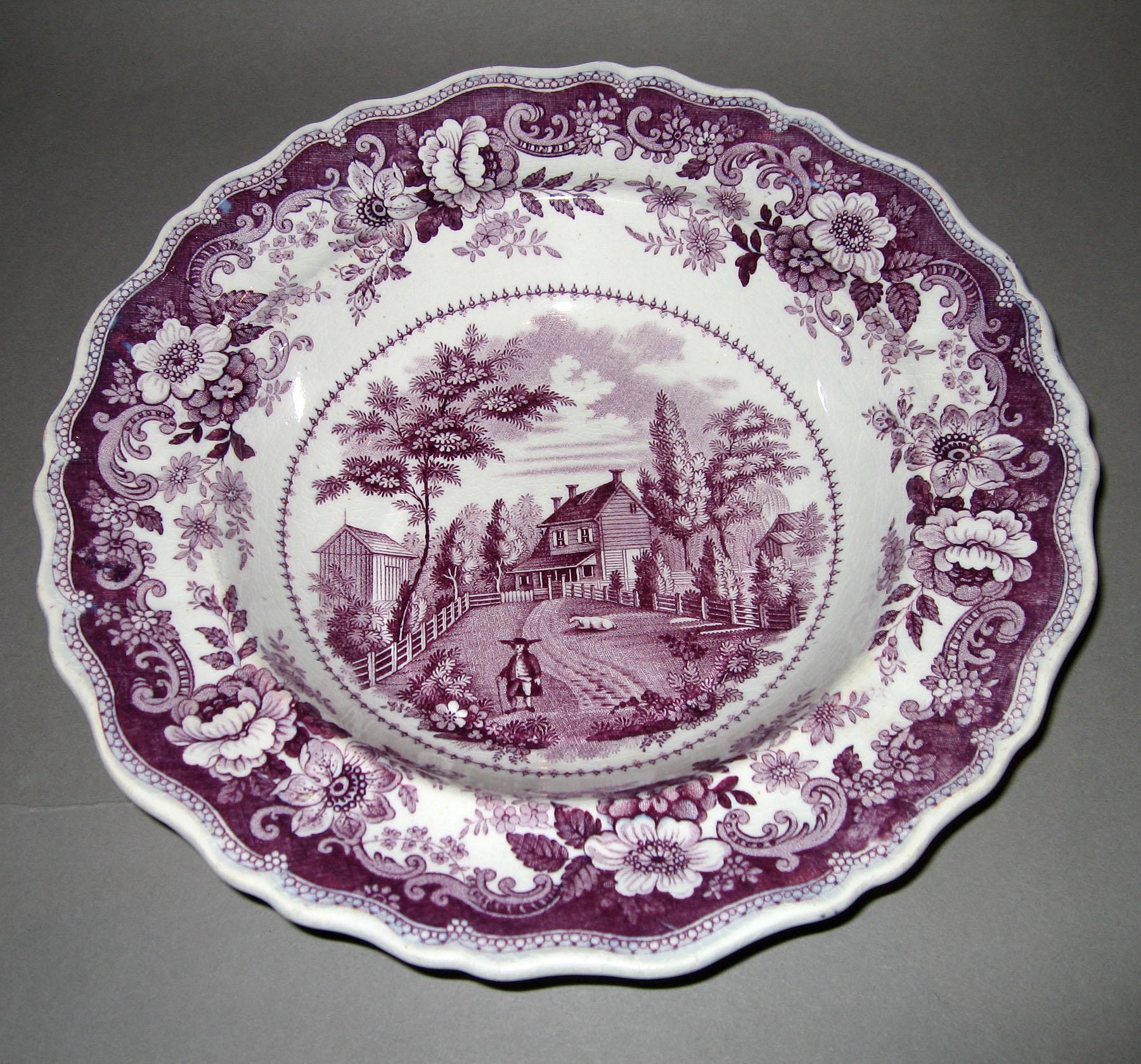 1966.0820.005 Purple Richard Jordan pattern soup plate