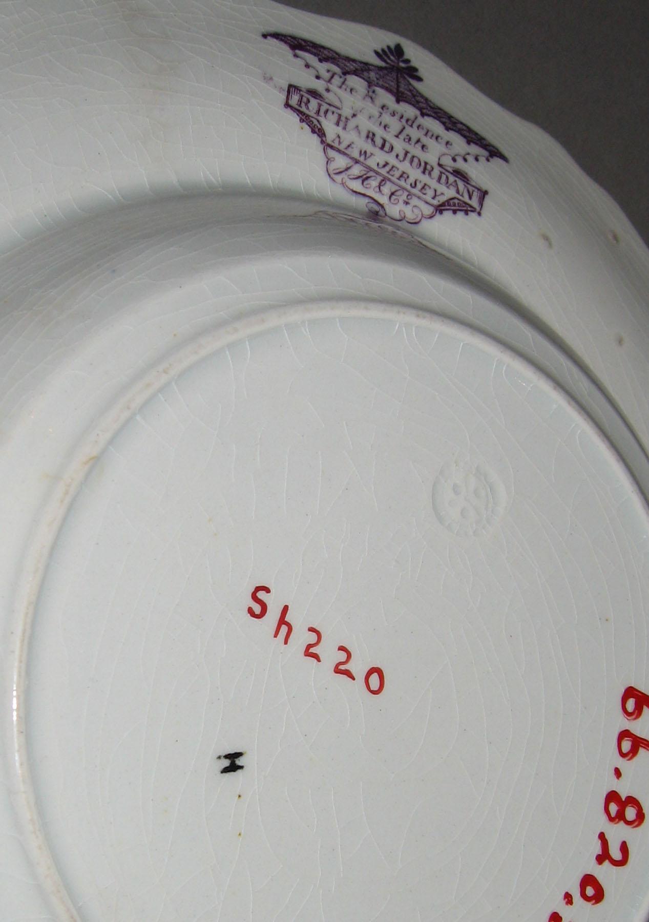 1966.0820.005 Purple Richard Jordan pattern soup plate (mark)