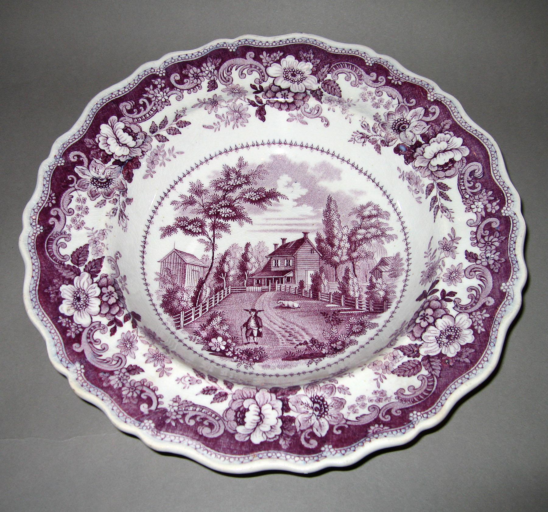 1966.0820.006 Purple Richard Jordan pattern soup plate