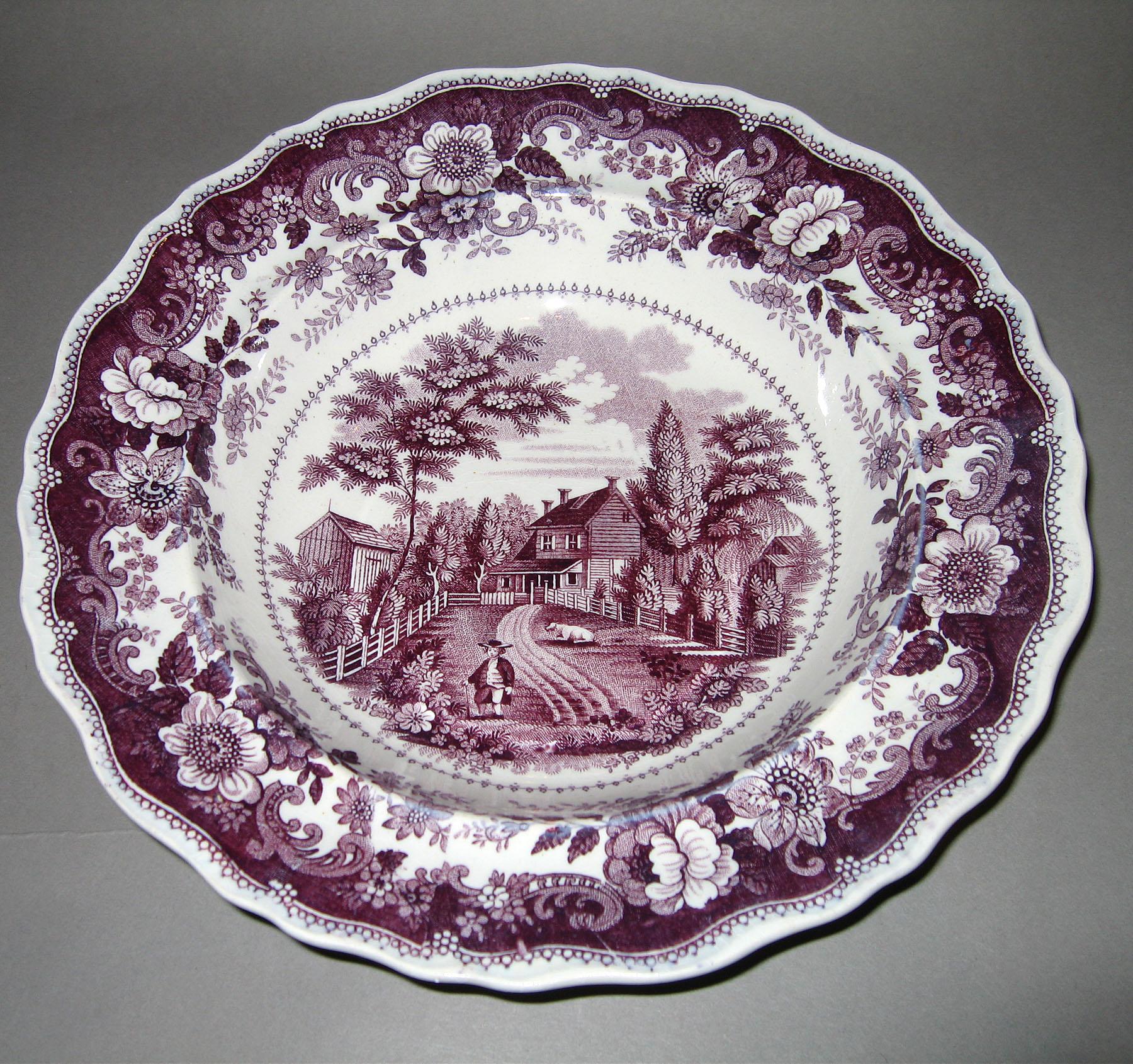 1966.0820.007 Purple Richard Jordan pattern soup plate