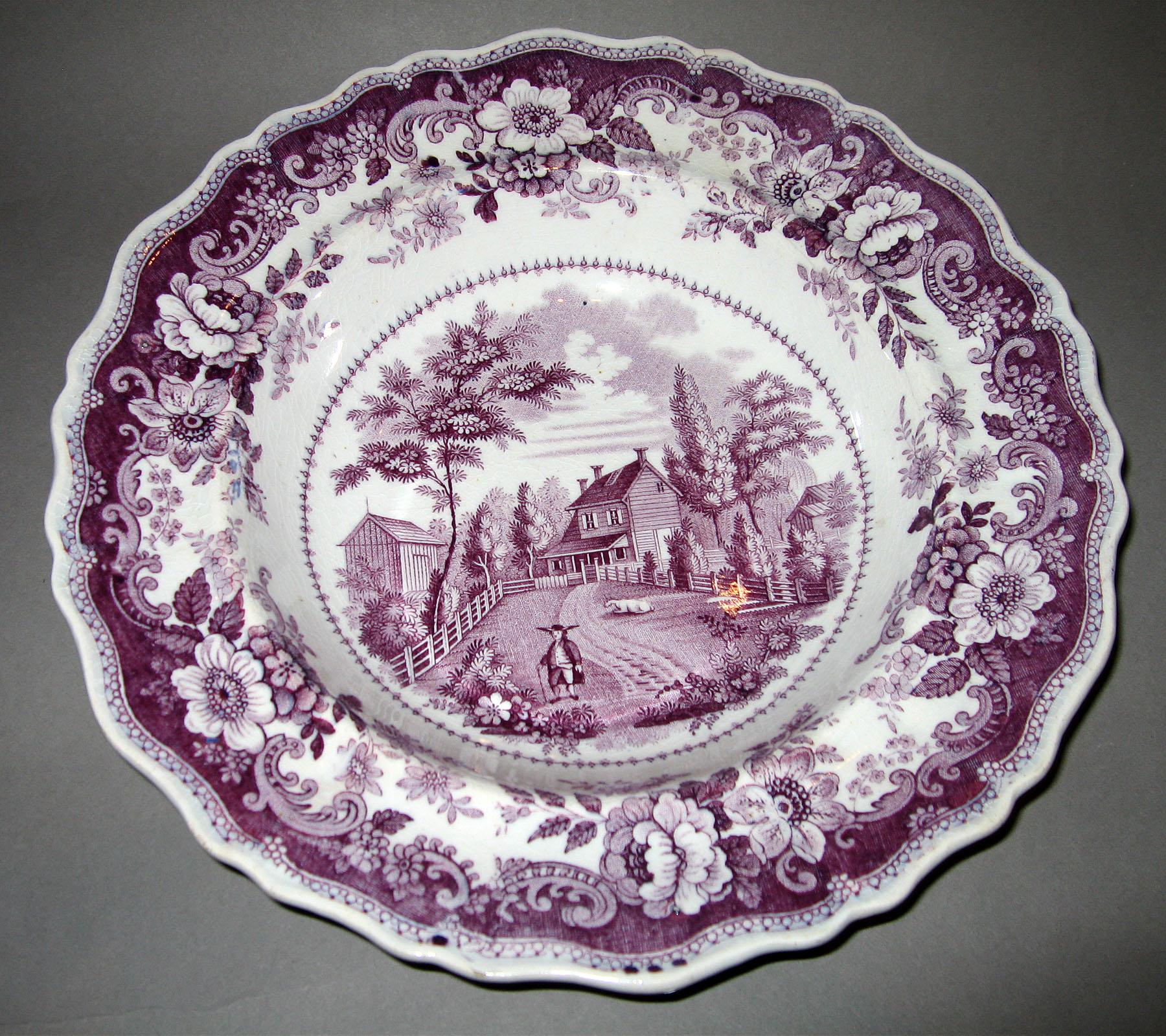 1966.0820.008 Purple Richard Jordan pattern soup plate