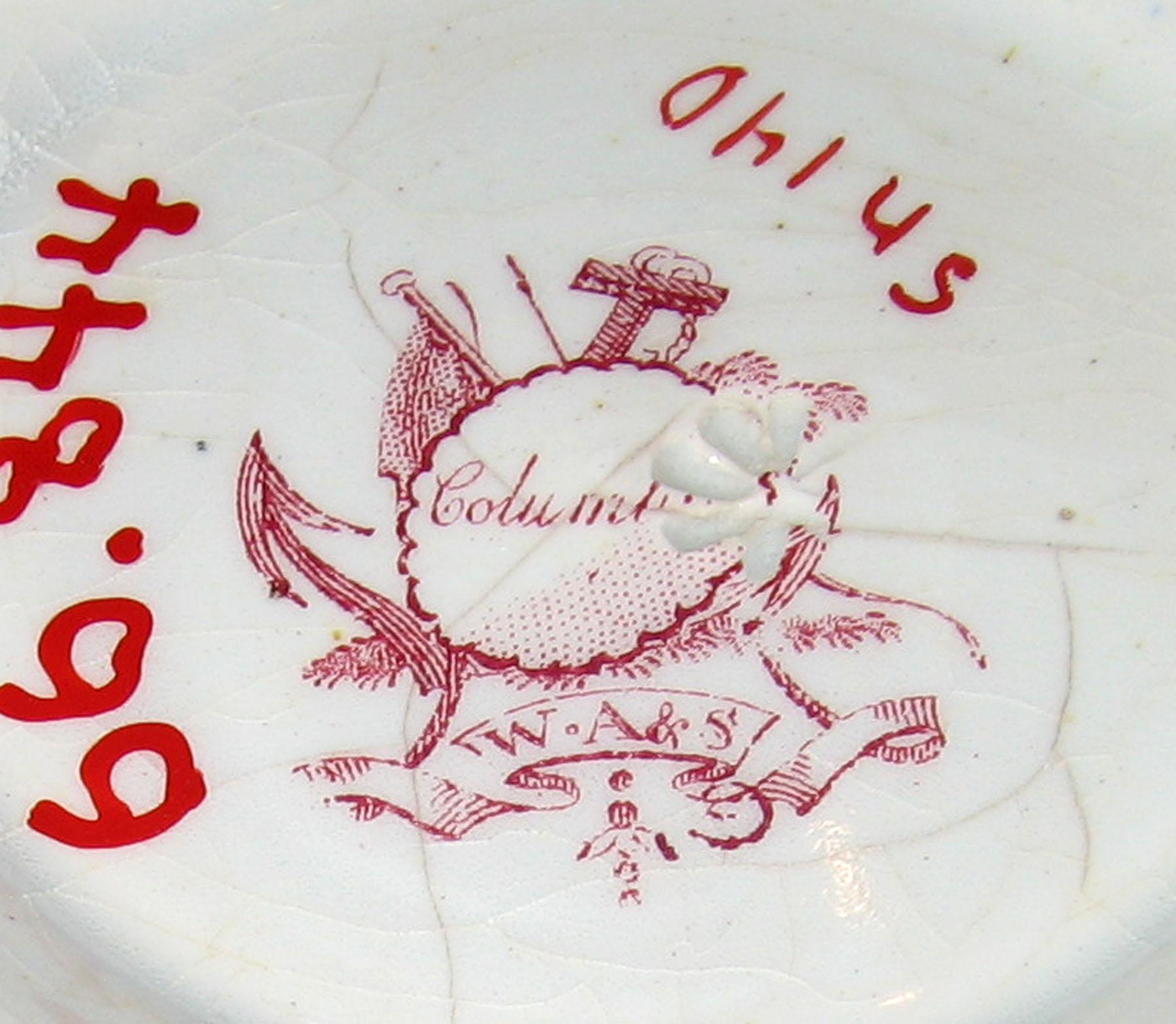 1966.0844 Pink Columbus: Greyhound scene bowl (mark)