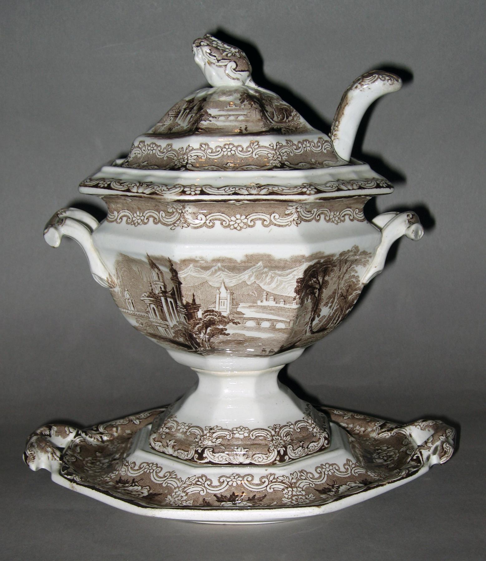 1966.0952 A-D Tureen, stand, and ladle