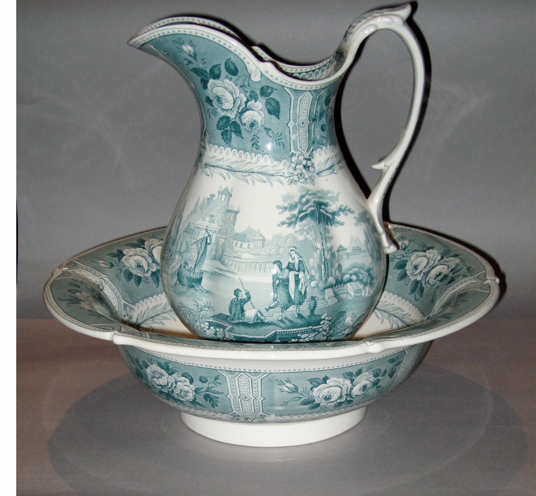 1966.0985 A, B Bowl (basin) and ewer (jug or pitcher)