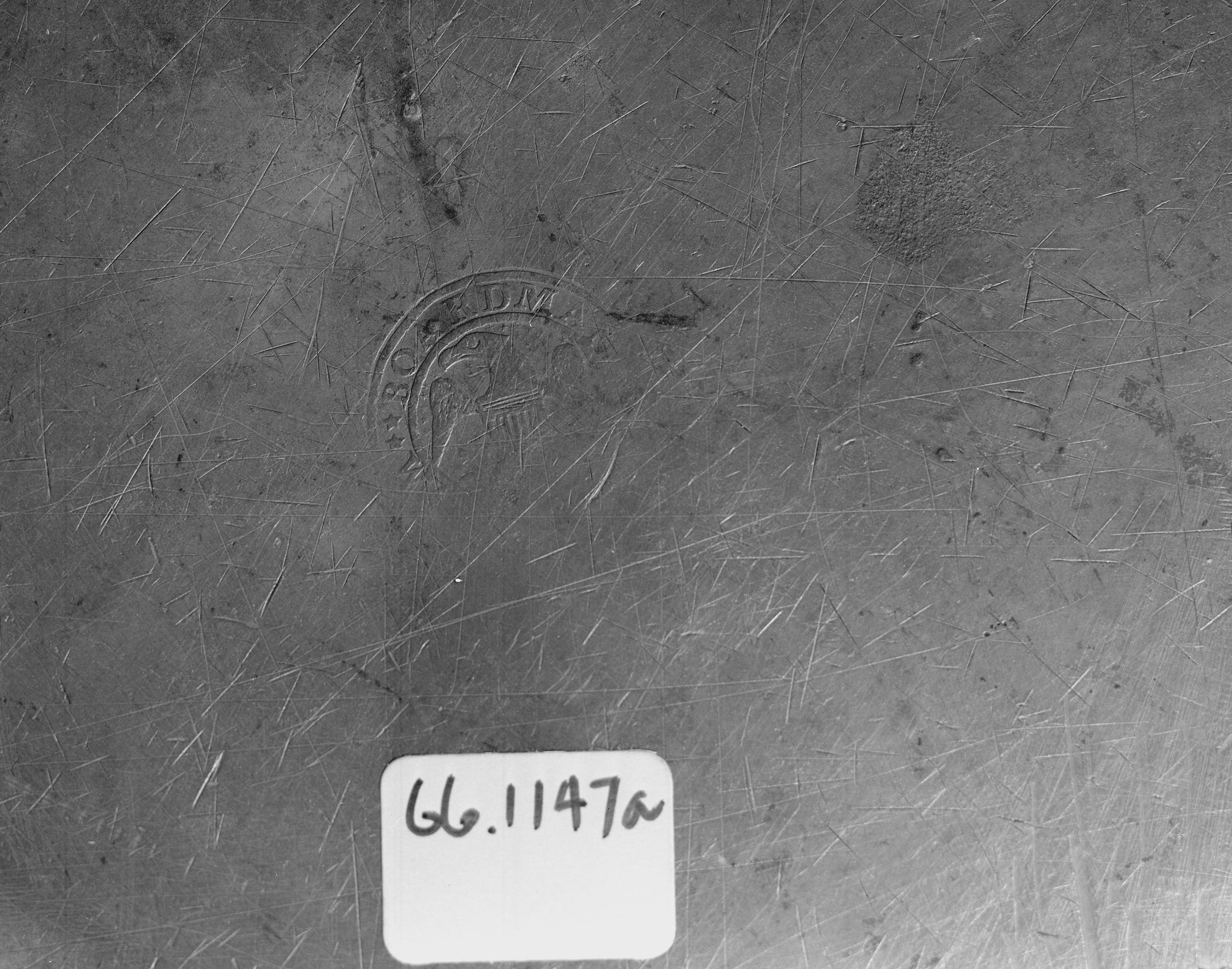 1966.1147 A, B Pewter covered basin (mark)