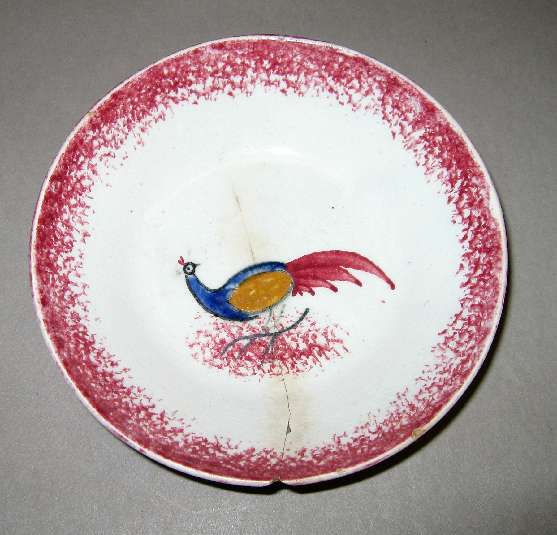 1966.1164 B Peafowl pattern spatter saucer