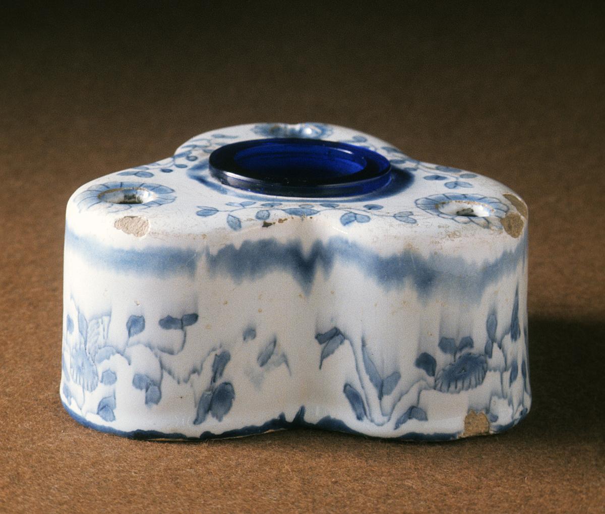 1966.1348 A, B Tin-glazed earthenware inkwell