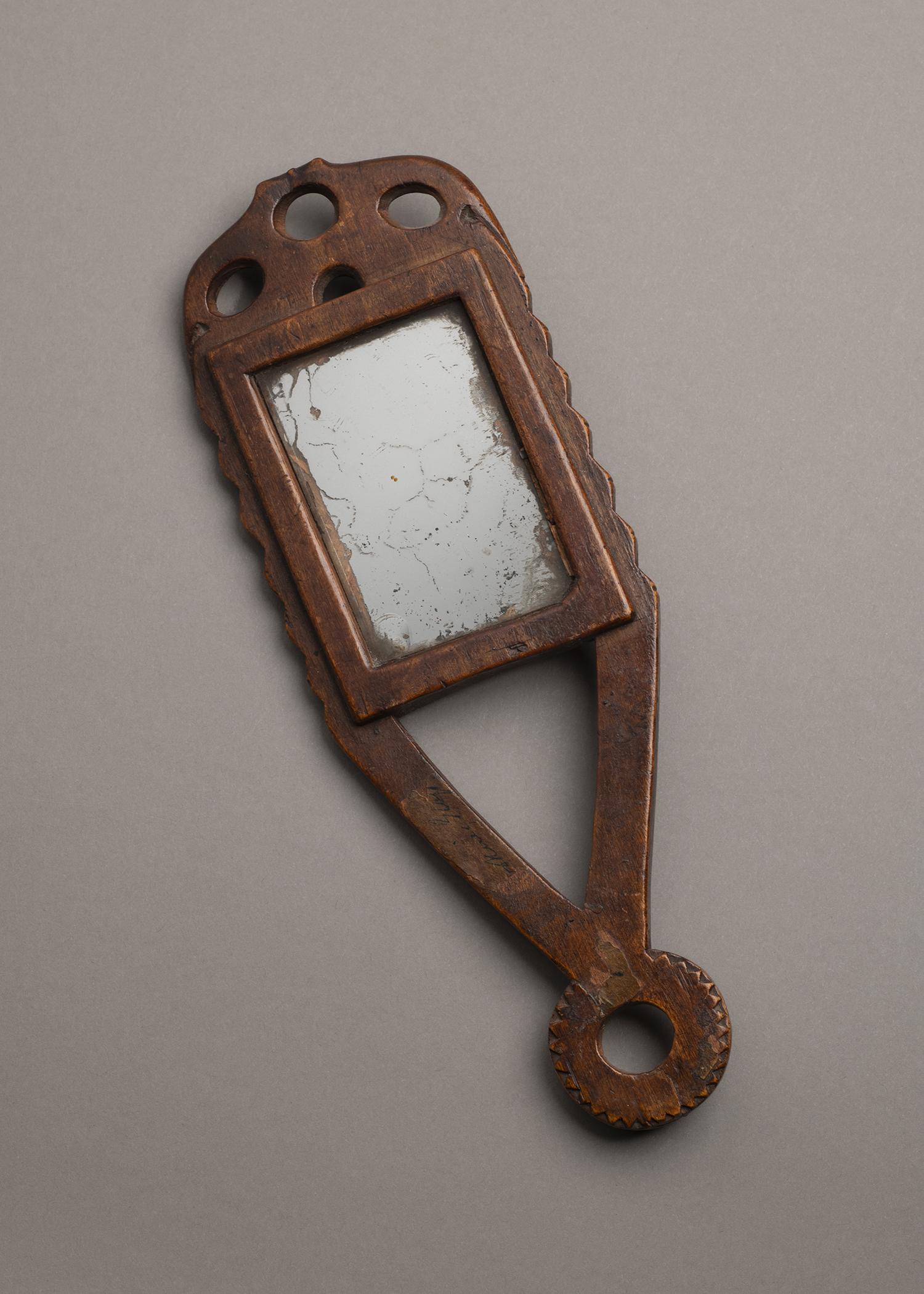 1966.1357 Looking glass or mirror, hand mirror, overall
