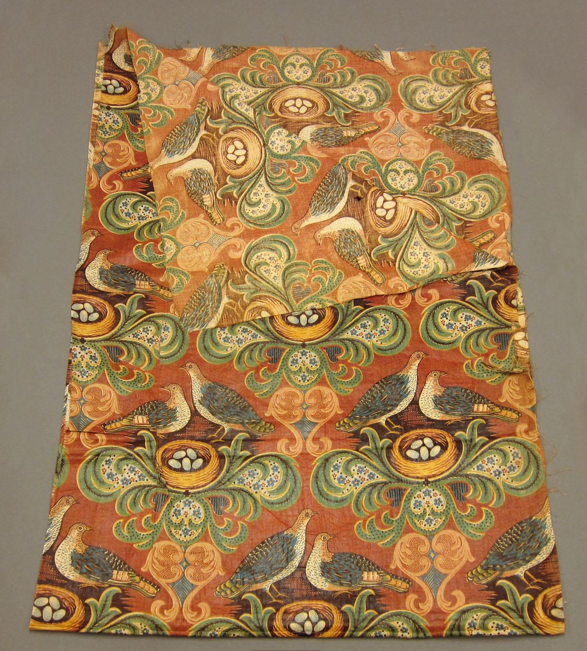 1967.0086 Textile, printed partial folded corner