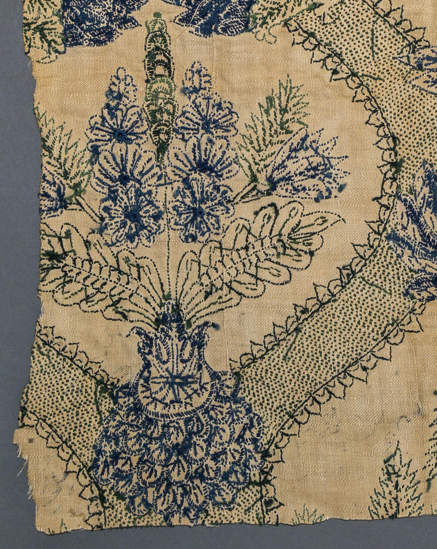 1967.0087 Textile, embroidered, reverse, detail 4
